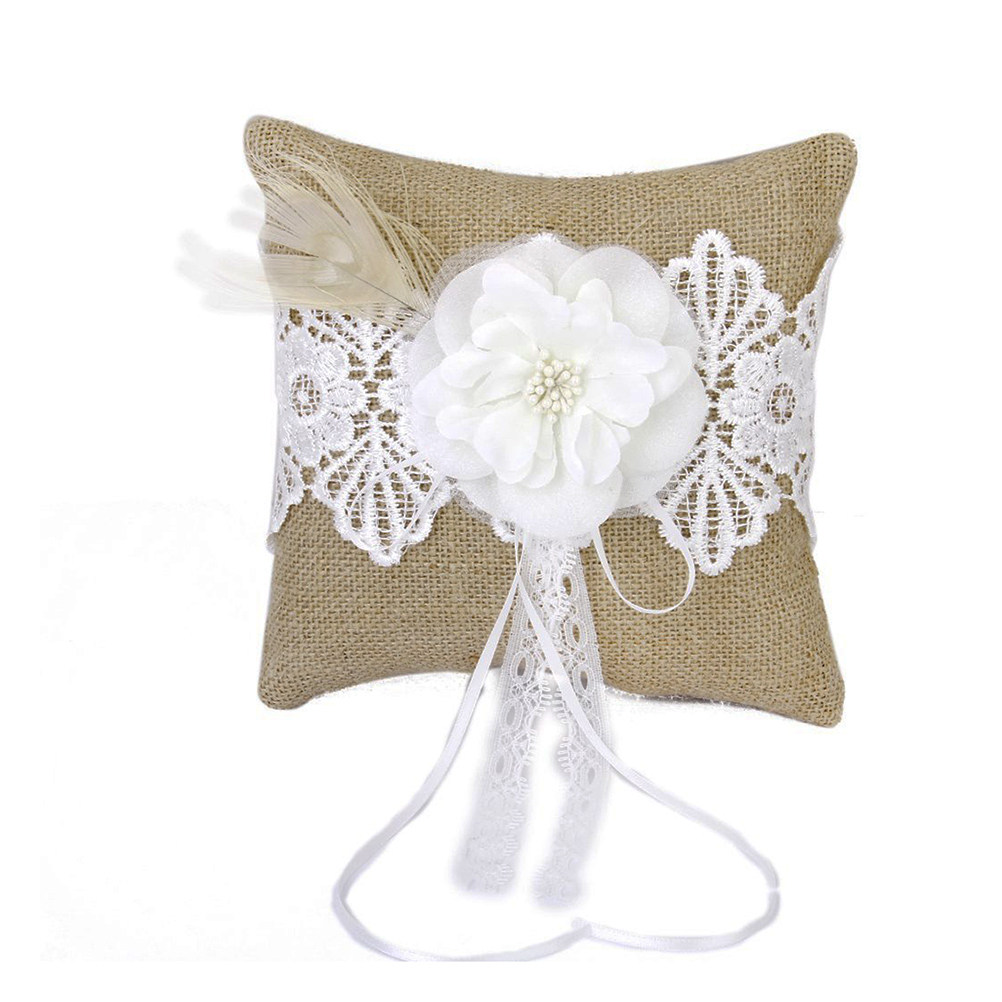 20x20cm Jute Wedding Ring Pill - Ring Bearer Pillow review and price