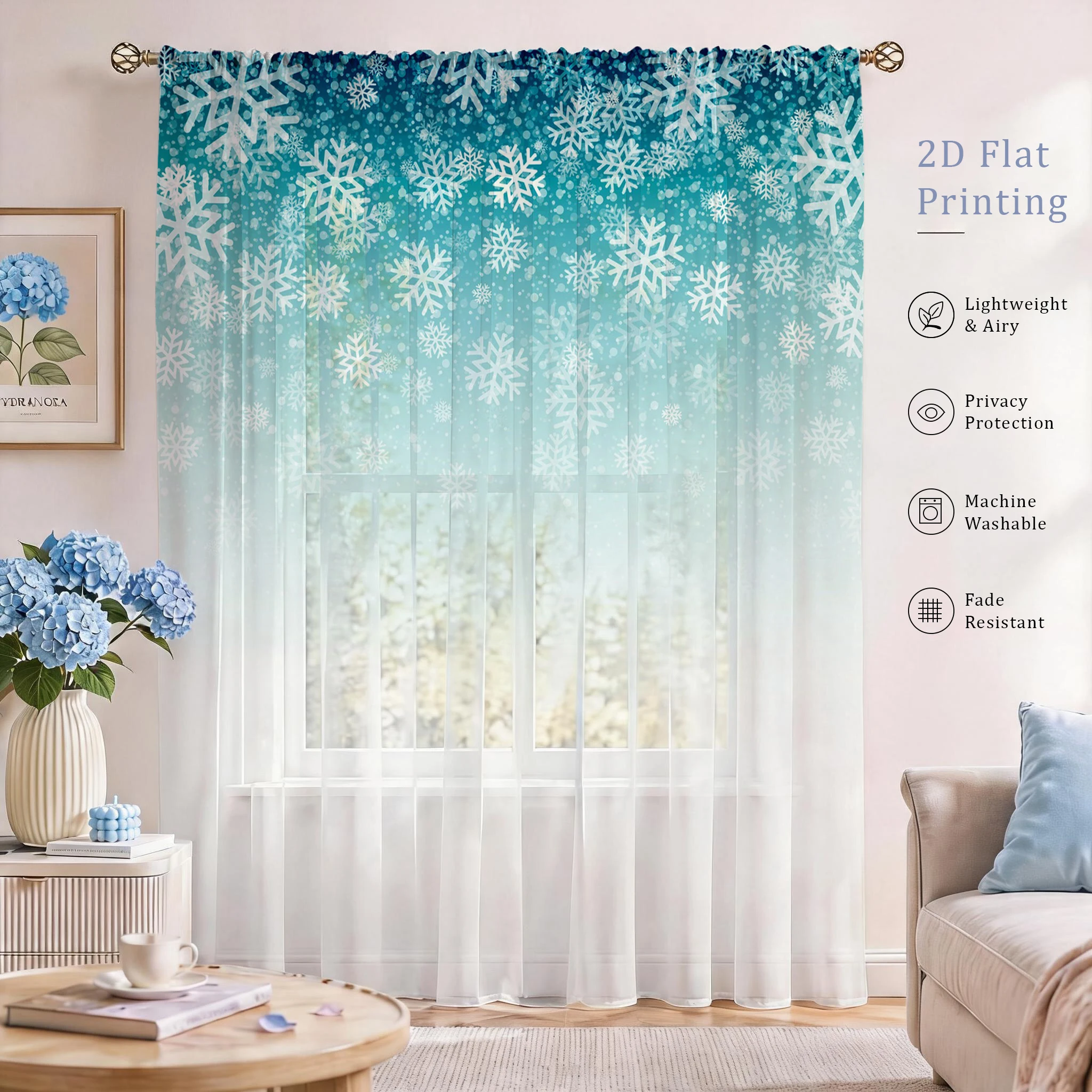 Floral Gradient Sheer Curtain, - Good Floral & Wedding Decor Supply Photos review and price