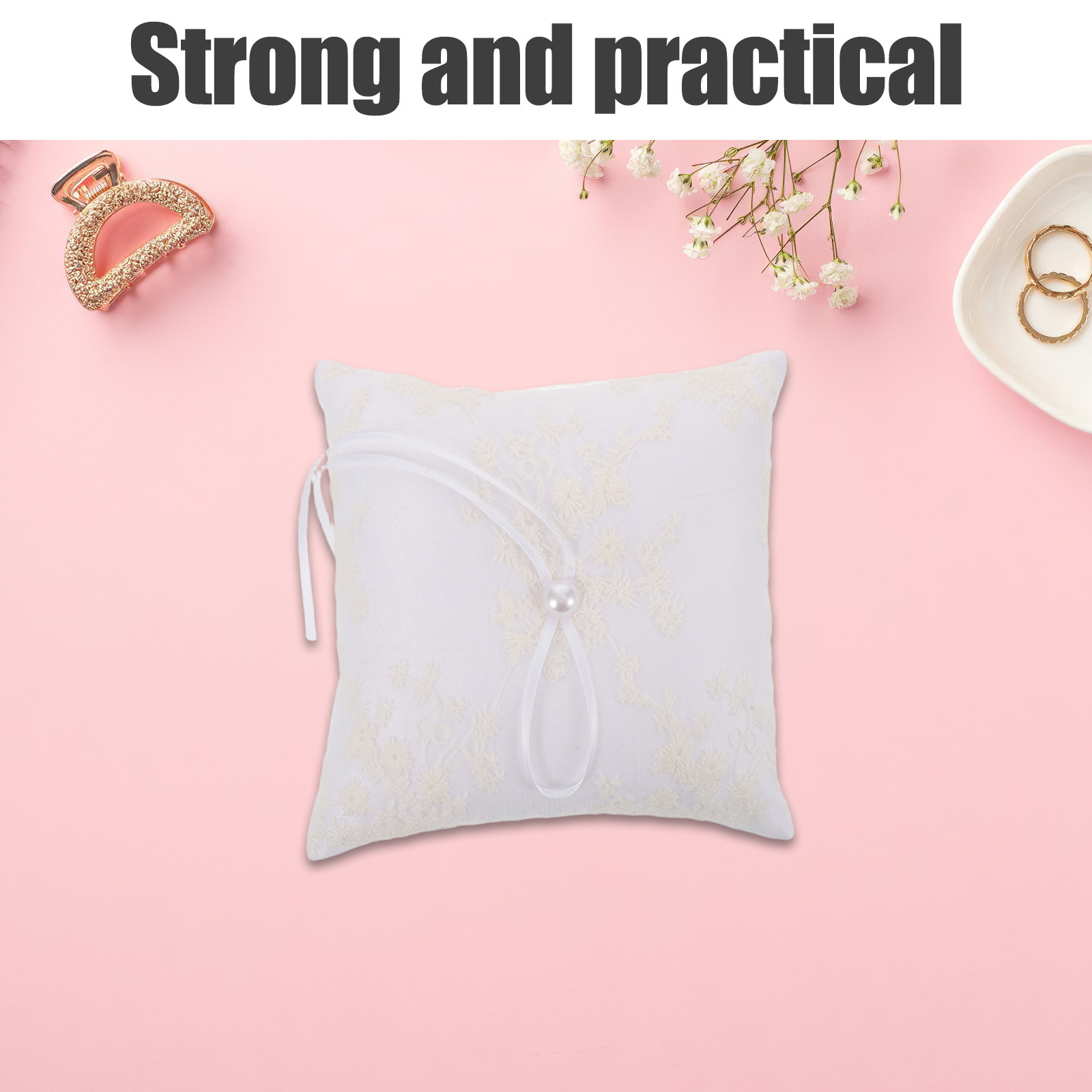 Satin Wedding Ring Pillow Whit - Ring Bearer Pillow review and price