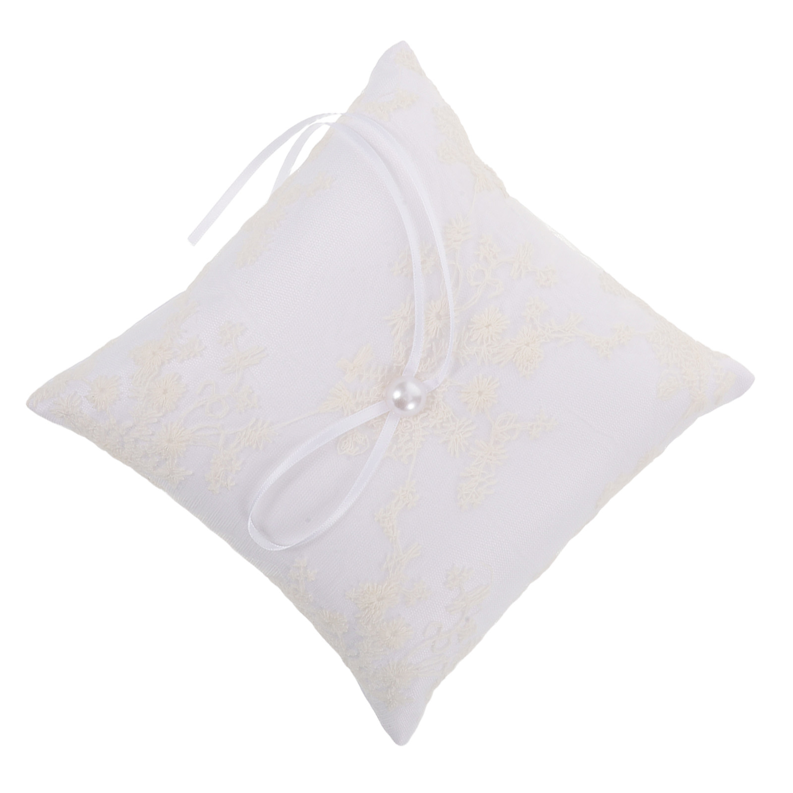 Satin Wedding Ring Pillow Whit - Ring Bearer Pillow review and price