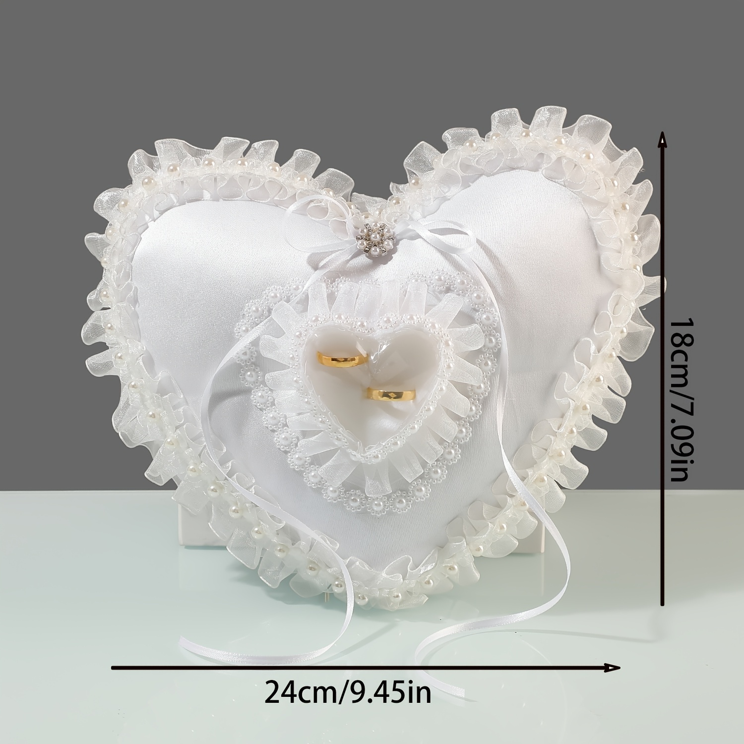 White Heart Shaped Wedding Rin - Ring Bearer Pillow review and price