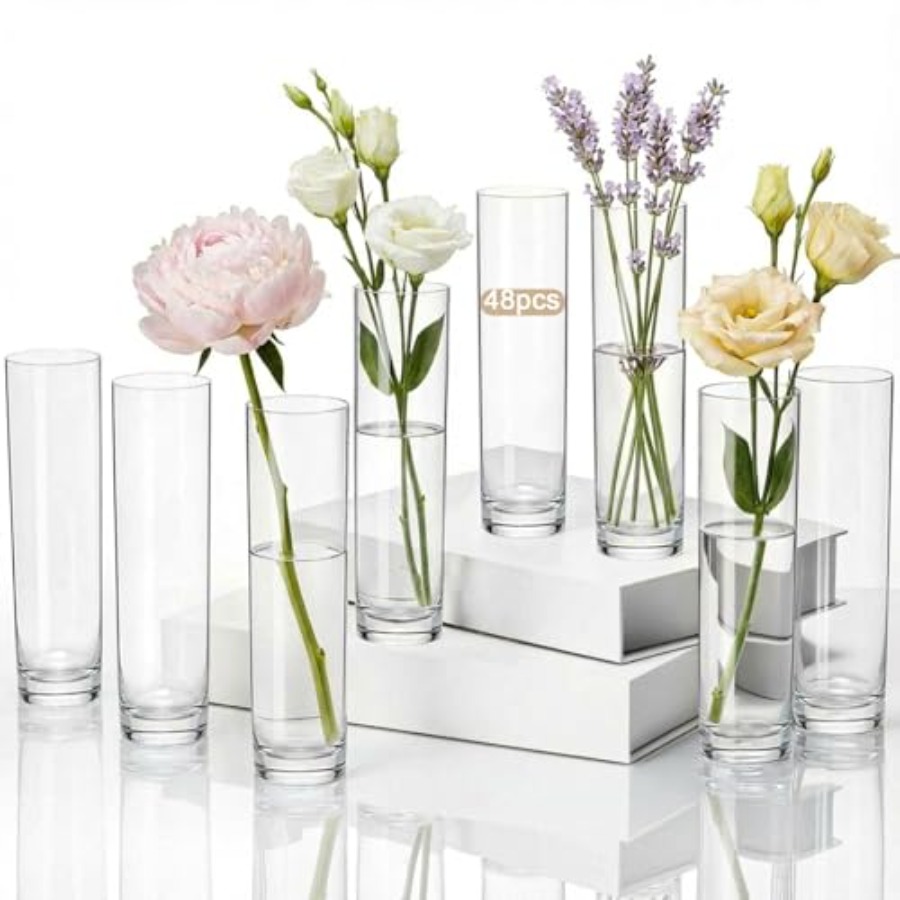 48 Pcs acrylic cylinder bud va - Centerpiece Vase Tall review and price