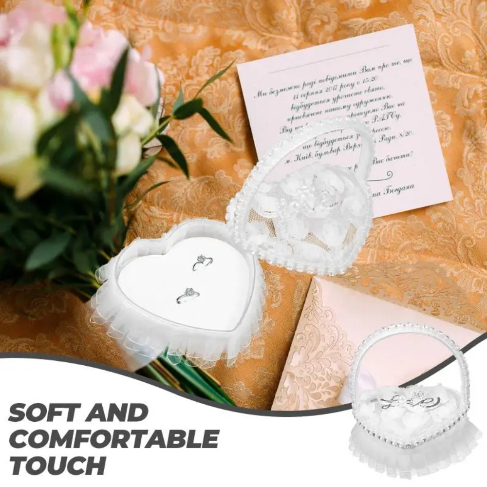 White Lace Heart-shaped Ring B - Ring Bearer Pillow review and price