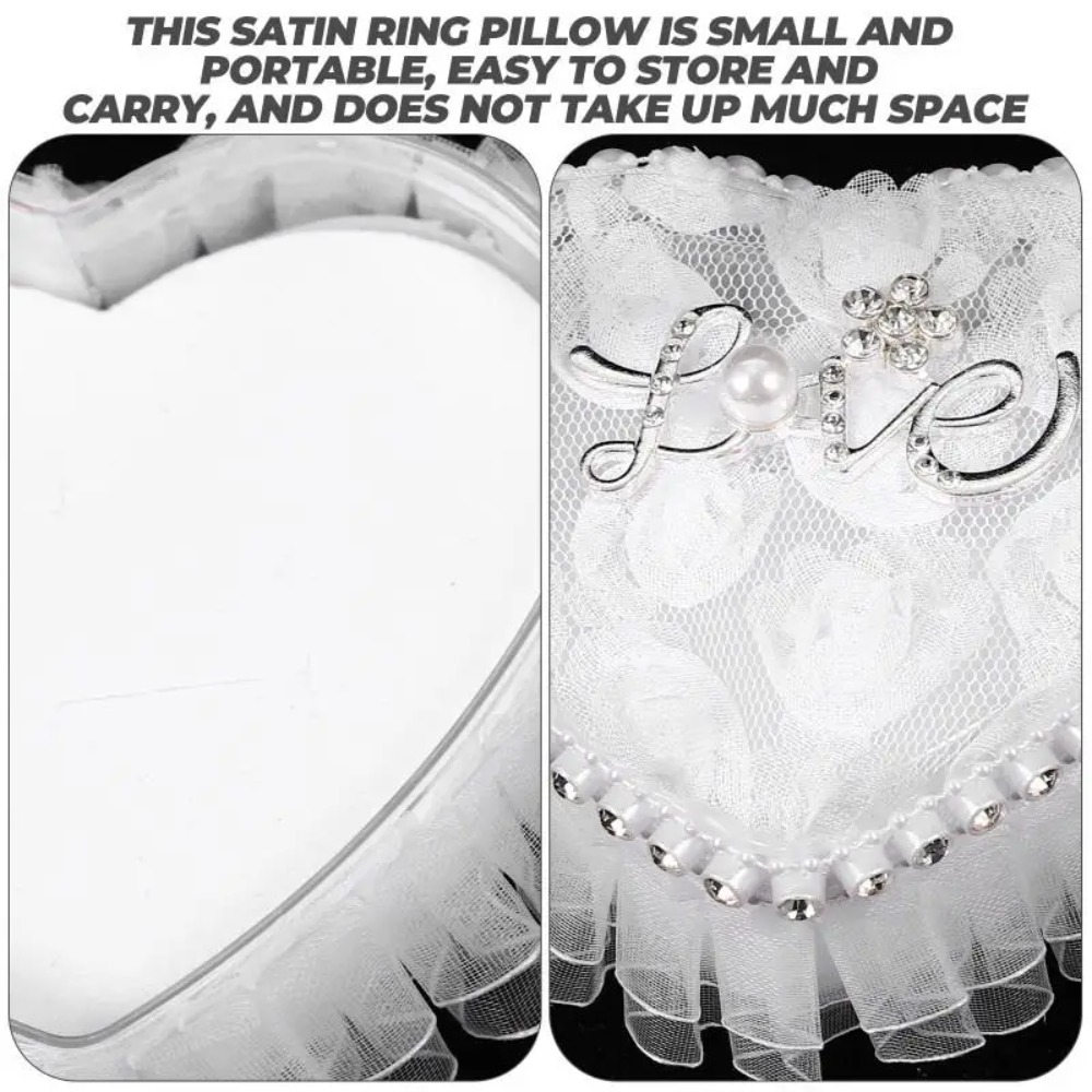 White Lace Heart-shaped Ring B - Ring Bearer Pillow review and price